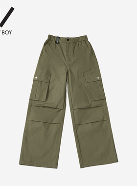 BOY BY BOY潮牌25春上新百搭休闲工装裤女宽松阔腿裤长裤W34001