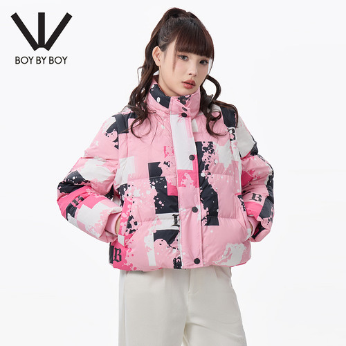 BOY BY BOY商场同款潮牌女装冬季宽松加厚加绒羽绒服W28007