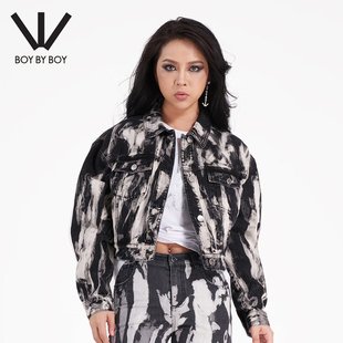 Boy By Boy冬季潮牌女装水洗朋克风金属LOGO四合扣外套W50001
