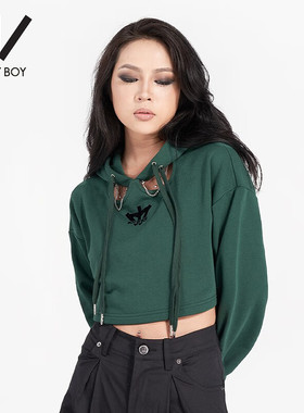 boy套头卫衣朋克针织连帽