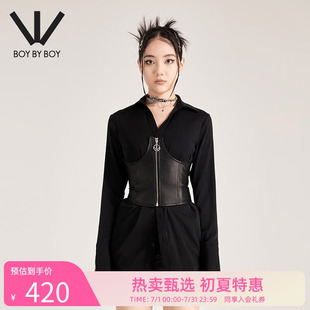 设计束腰搭配梭织长袖 潮牌女装 两件式 W21000 衬衫 Boy Boy春季