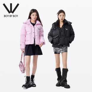 冬季 BOY 潮牌女装 BOY商场同款 宽松加厚加绒羽绒服W28011