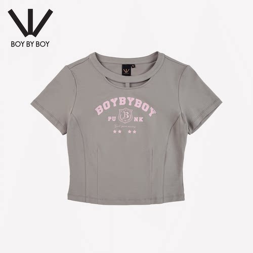 BOY BY BOY潮牌夏新款百搭休闲字母印花短袖T恤镂空设计感女上衣