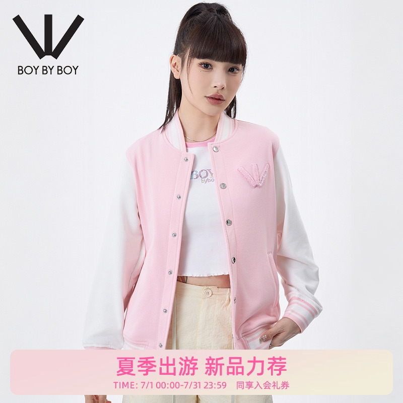 BOY BY BOY商场同款潮牌女装25春新品宽松舒适粉色针织外套W12100