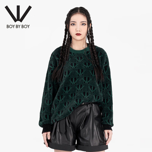 Boy By Boy冬季潮牌女装毛衣柔软亲肤厚重感圆领套头针织衫W60014