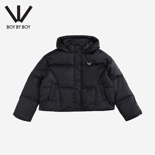 连帽短款 BOY潮牌25秋冬新款 羽绒服黑白百搭保暖女外套 BOY