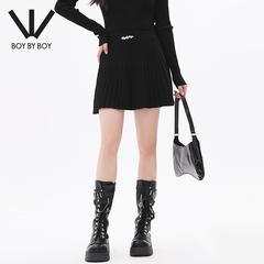 BOY BY BOY夏季潮牌女装百搭时尚毛织百褶短裙W65001