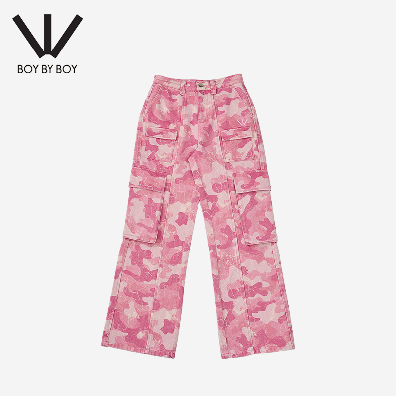BOY BY BOY潮牌25秋上新百搭休闲迷彩工装裤女阔腿长裤W55101