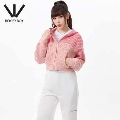 BOY BY BOY商场同款潮牌女装春季宽松舒适粉色毛衣开衫W64081