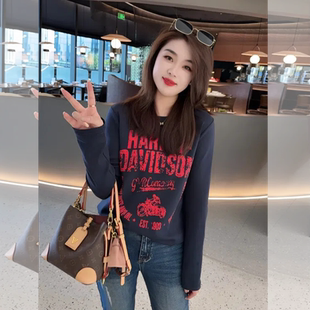 宽松显瘦长袖 花火月圆 2025秋季 女款 T恤 韩系高级感圆领内搭打底衫