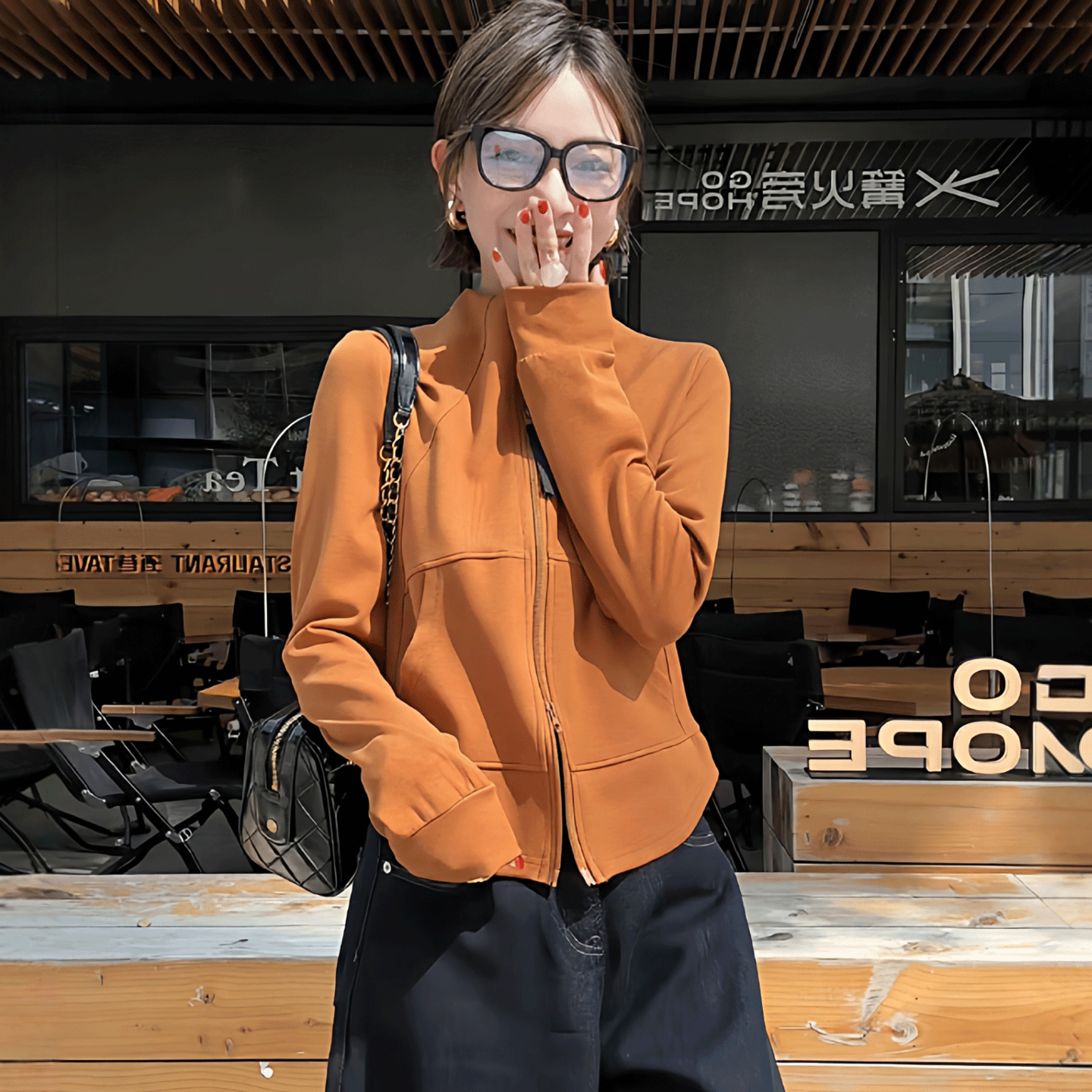 休闲橙韵~超好看橙色立领外套女修身短款拉链显瘦百搭春秋上衣,女装/女士精品,大码内搭,淘宝优惠券,粉丝福利购,淘宝优惠卷