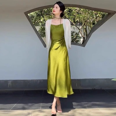 吊带连衣裙外搭防晒开衫两件套女