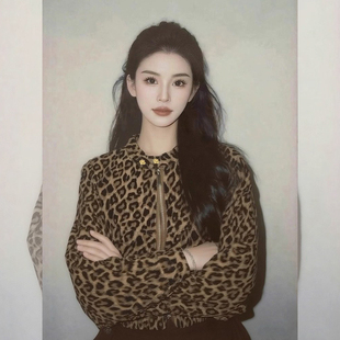 清冷贵气~独特漂亮巨好看短款豹纹外套女款春季韩系绝美休闲上衣
