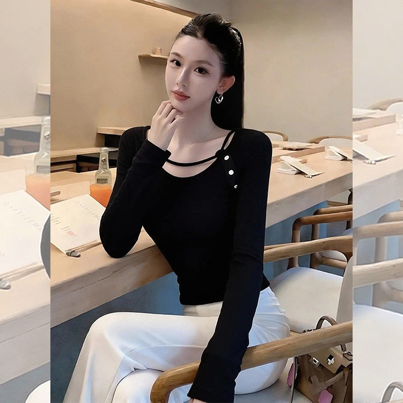 轻奢柔雅~轻熟小众黑色修身打底衫女秋冬可外穿收腰显瘦内搭上衣,女装/女士精品,时尚抓绒衣,淘宝优惠券,粉丝福利购,淘宝优惠卷