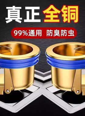 地漏防臭器卫生间下水管道防返臭神器全铜地漏芯封闭盖通用止逆阀