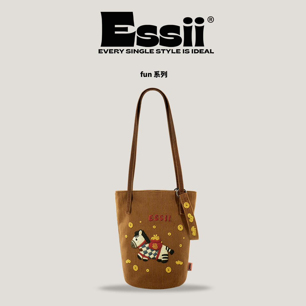 完美款款马上有福可爱卡通印花学生包单肩可斜挎加长水桶帆布包女