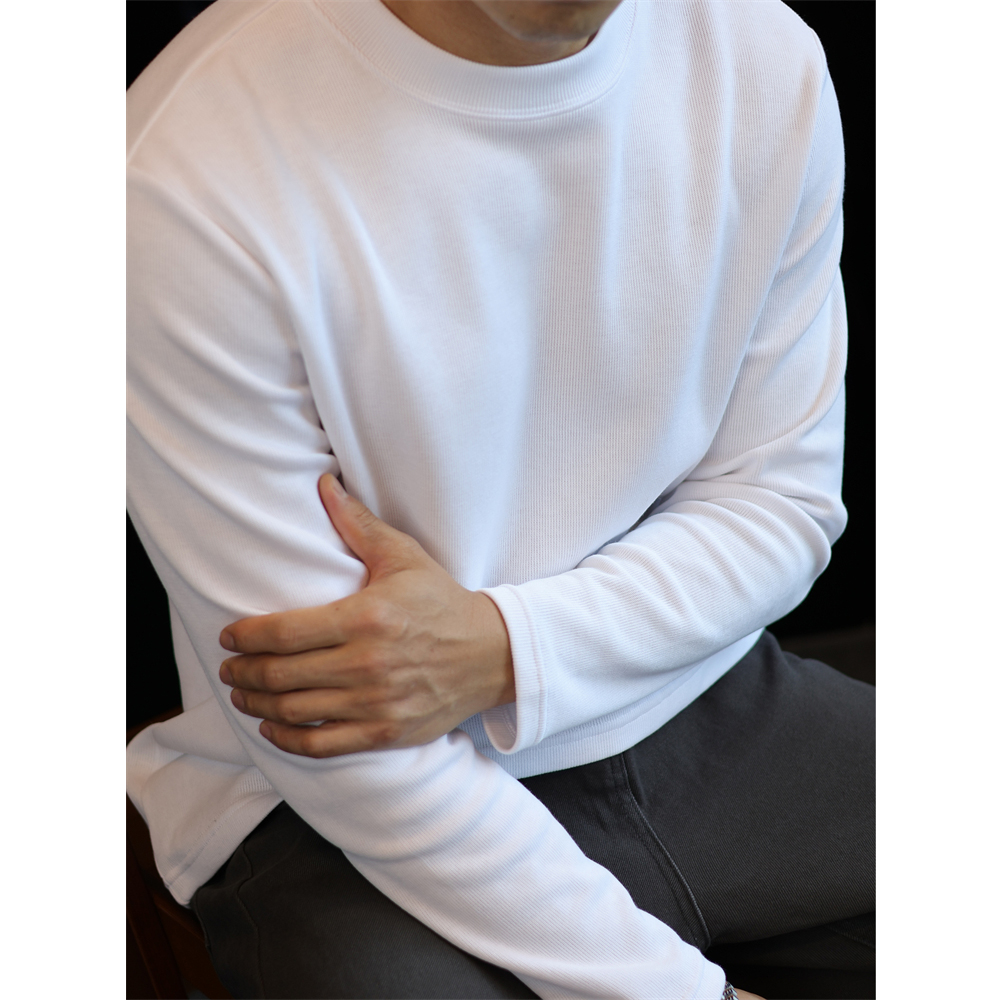 280g双面棉抗皱针织长袖T恤衫男