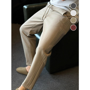 春夏季 简素Design侧条纹抽绳垂感休闲直筒长裤 男宽松通勤纯色卫裤