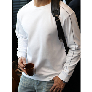 简素Design抗皱亲肤撞色卫衣T恤男宽松针织打底衫 休闲运动上衣冬
