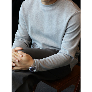 简素Design机洗抗皱双面棉毛衣男内搭针织卫衣休闲通勤打底衫 冬季