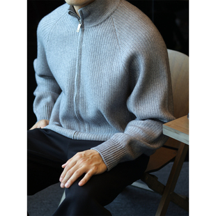 简素Design毛衣男外套双面肌理复古重磅针织松弛感宽松简约开衫 秋