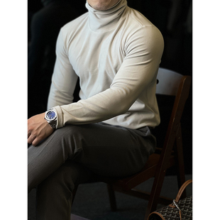 简素Design双面德绒高领打底修身 T恤秋冬 加绒加厚保暖上衣男长袖