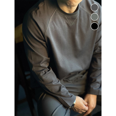 【重磅斜纹棉】宽松插肩长袖T恤