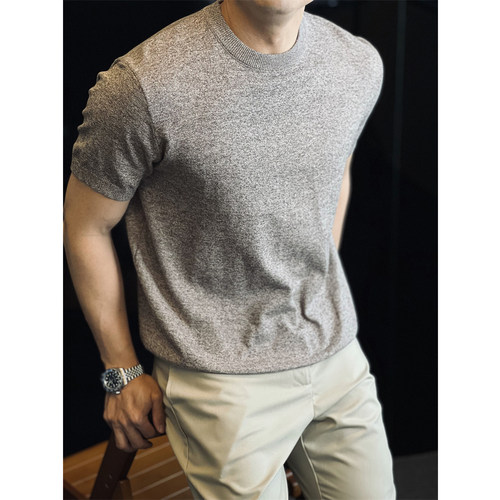 老钱风复古短袖T恤垂感针织衫男