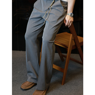 简素Design517微喇长裤复古休闲直筒西裤男透气冰丝薄款通勤春夏