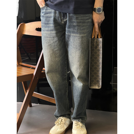 简素Design重磅水洗直筒牛仔裤男长裤宽松薄款春夏季男士潮流裤子