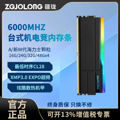 疆珑i9龙雪内存条DDR5海力士颗粒64G/96G台式电脑6000频率16GBx4