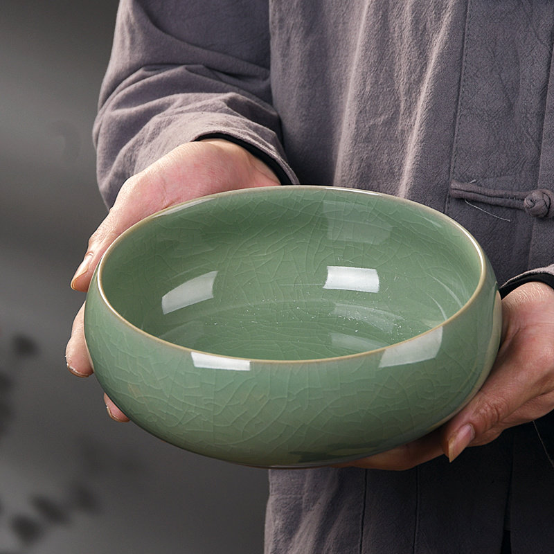 成竹堂青瓷文房笔洗大中小号陶瓷笔洗文房四宝毛笔书法国画用品笔