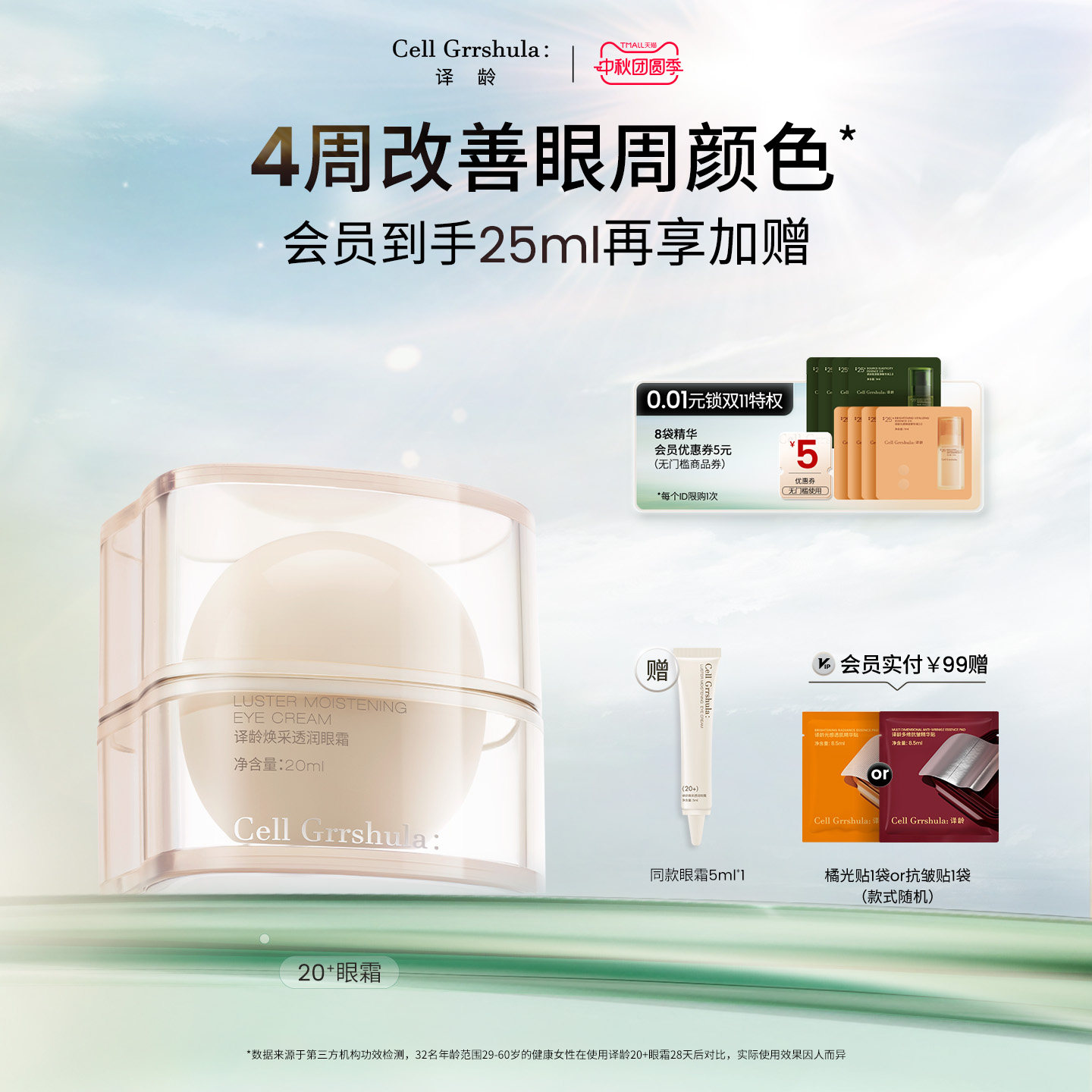 译龄20+眼霜去暗沉细纹2%轻颜肽图片
