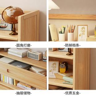 简易桌面书架宿舍多层收纳架家用学生书桌整理架子实木带抽置物架