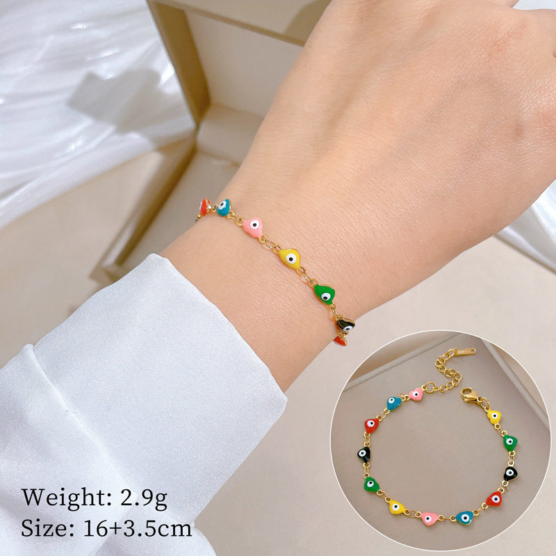 【通体钛钢】东大门个性极简风彩色眼睛链条手链女网红复古闺蜜