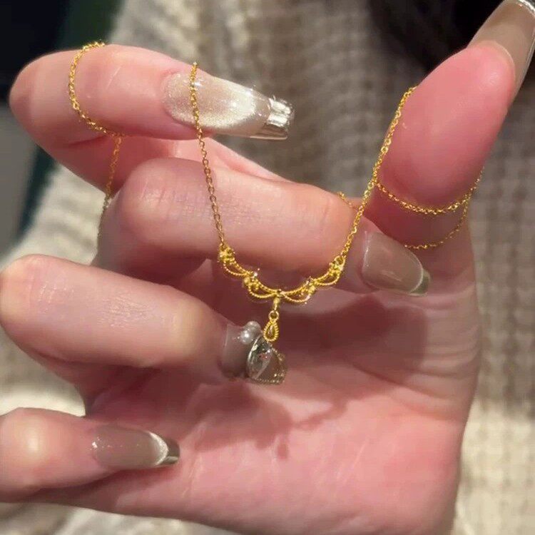 镂空蕾丝水滴流苏项链颈链女款法式公主裙边花丝锁骨链网红配饰