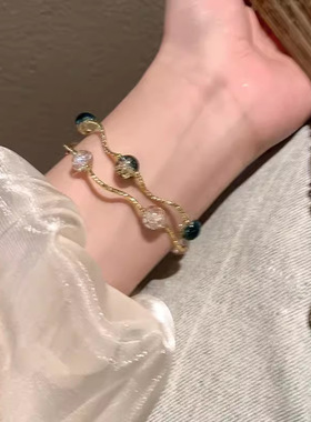 新中式简约琉璃串珠手链女复古高级感小众手串紫色学生闺蜜手饰品