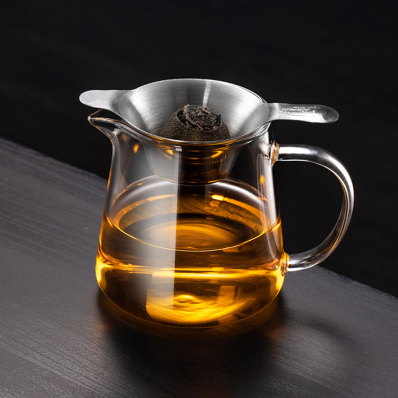 功夫茶具大小号公杯耐热温高硼硅玻璃加厚公道杯带茶漏过滤分茶器