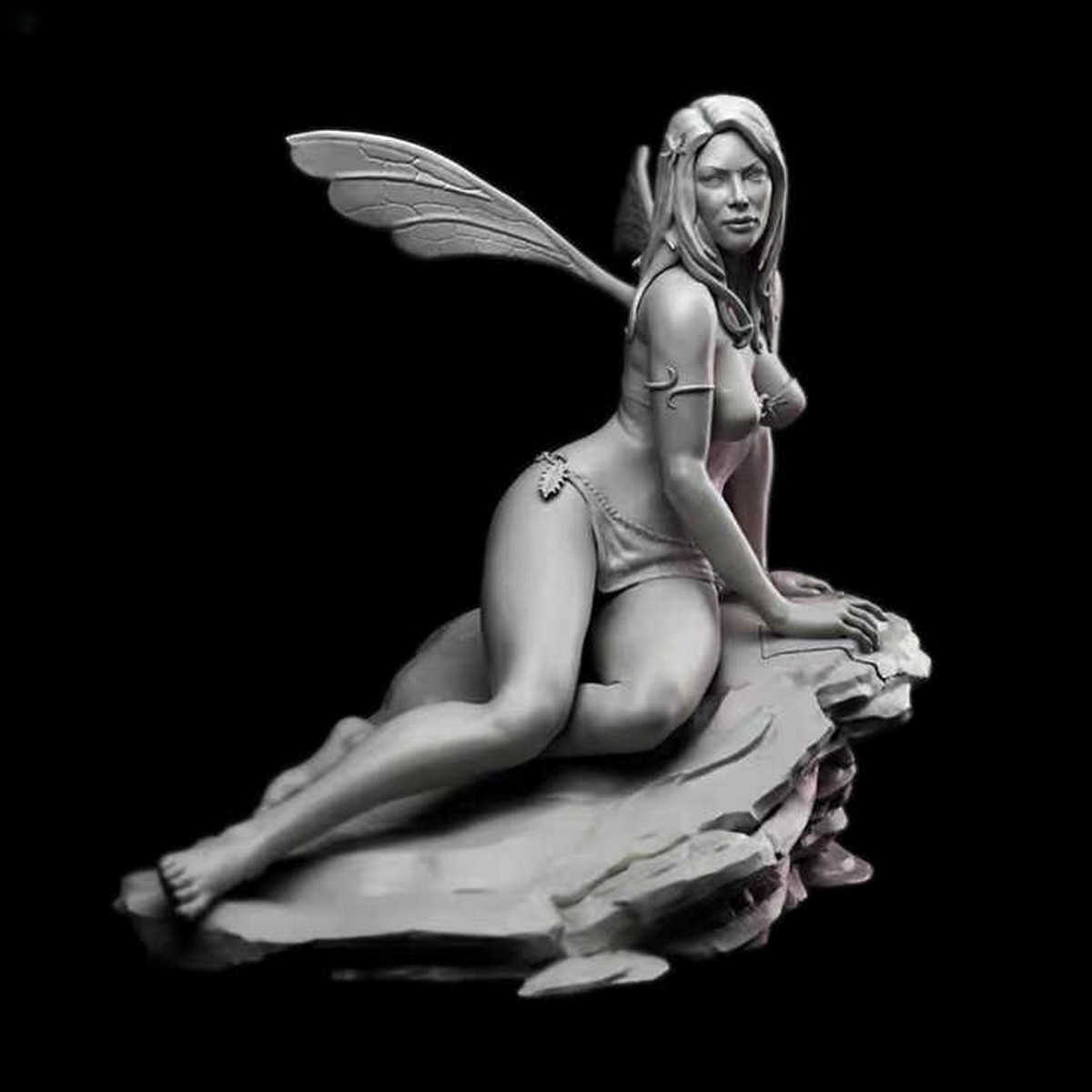源模居GK 1/24 75MM树脂模型 坐姿女精灵(带翅膀)手办白模 1211C