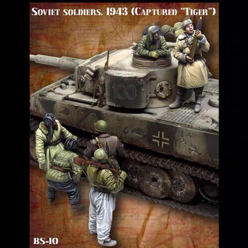 源模居GK 1/35树脂模型 苏联士兵缴获虎式坦克(7人)手办白模 604R