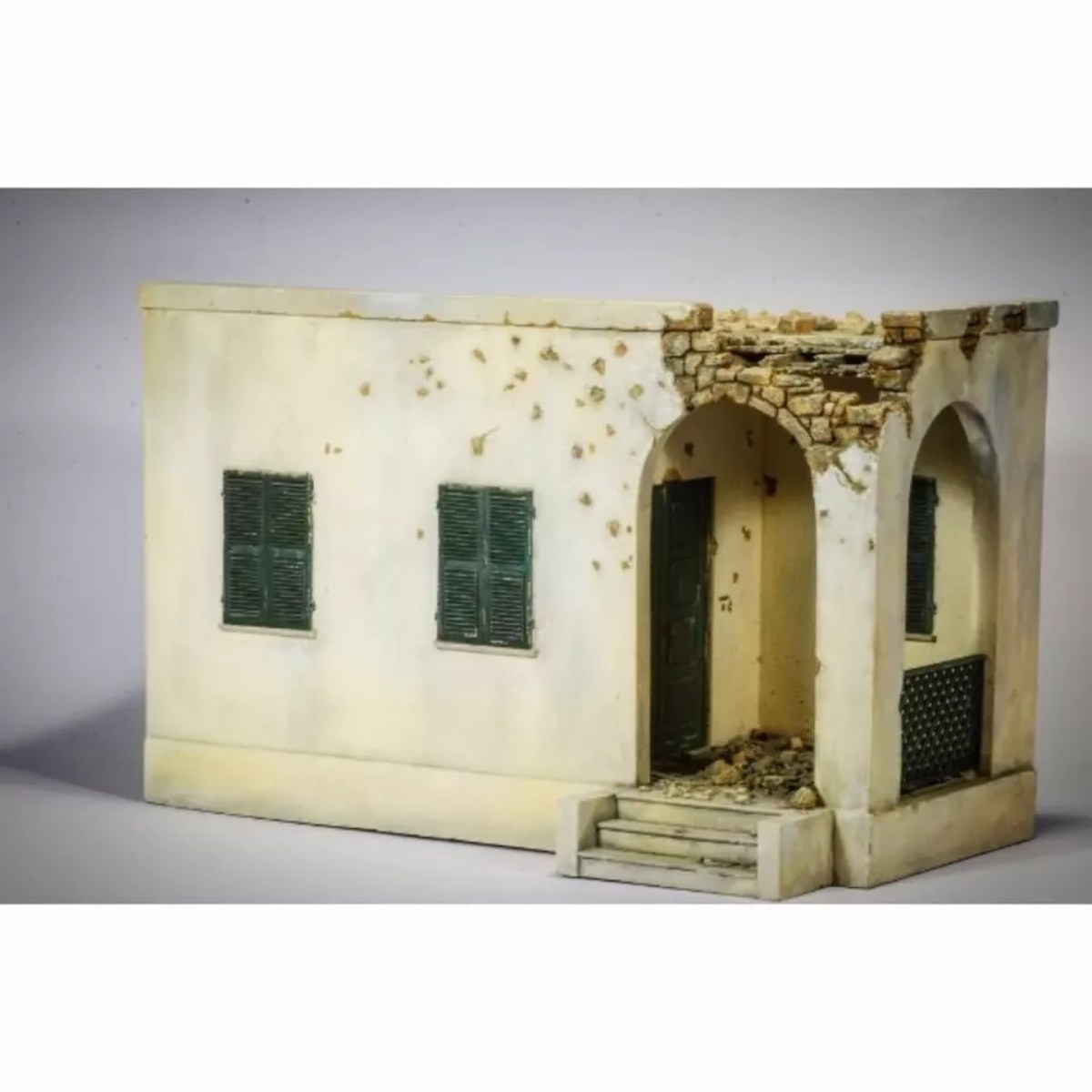 源模居GK 1/35树脂模型 带弹孔的意大利殖民地房屋 手办白模882T