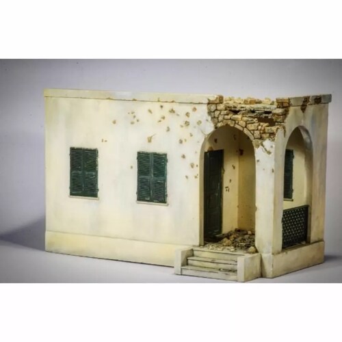 源模居GK 1/35树脂模型 带弹孔的意大利殖民地房屋 手办白模882T