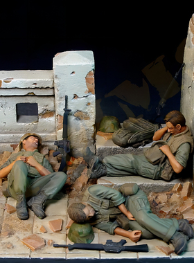 1/35 二战士兵（带场景）树脂模型现货手办兵人军事题材白模-335C