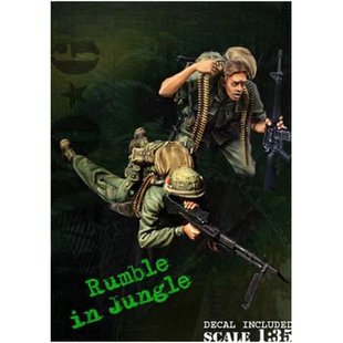 源模居GK 1/35树脂模型 越战美军双人组丛林之战 手办白模600R