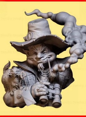 源模居GK 1/10树脂胸像模型 奇幻题材 吸烟精灵 手办白模 1221X