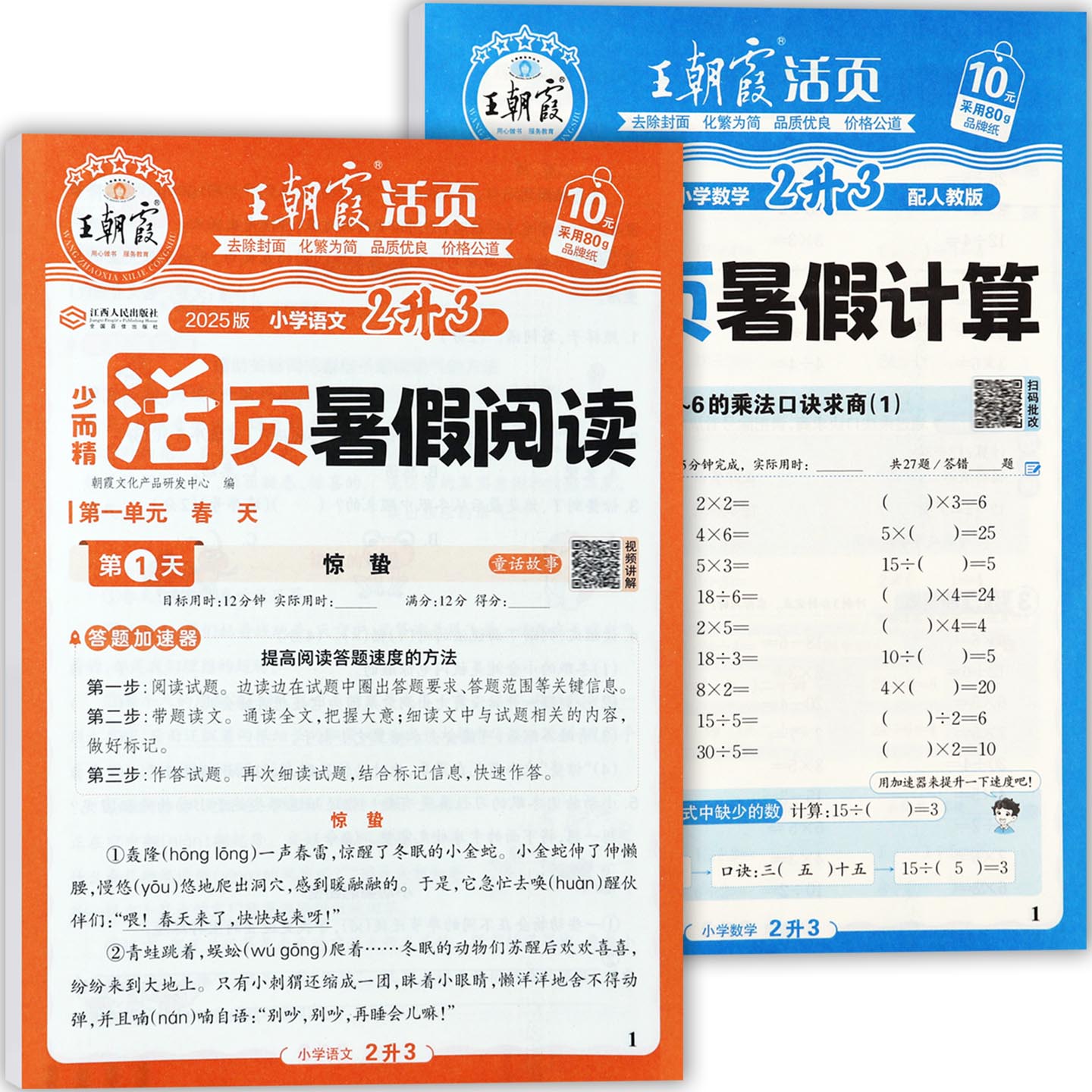 王朝霞2025活页暑假阅读2升3年级数学同步计算天天练(复习+预习)新课堂暑假衔接二升三练习本小学生学霸必刷卷二下三上培优一百分