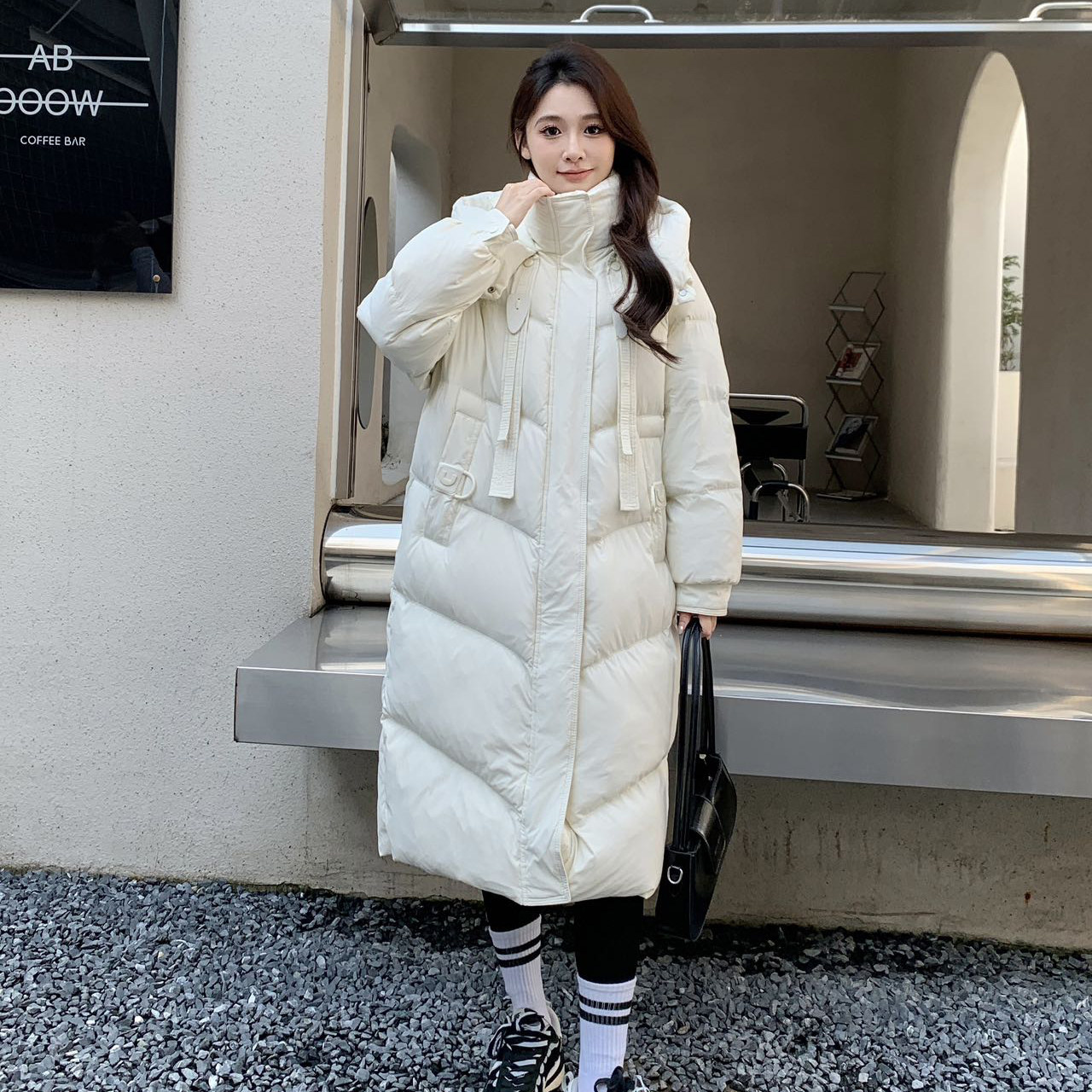 2025冬季新款长款飘带白鸭绒羽绒服女韩版过膝加厚大被子连帽外套,女装/女士精品,羽绒服,淘宝优惠券,粉丝福利购,淘宝优惠卷