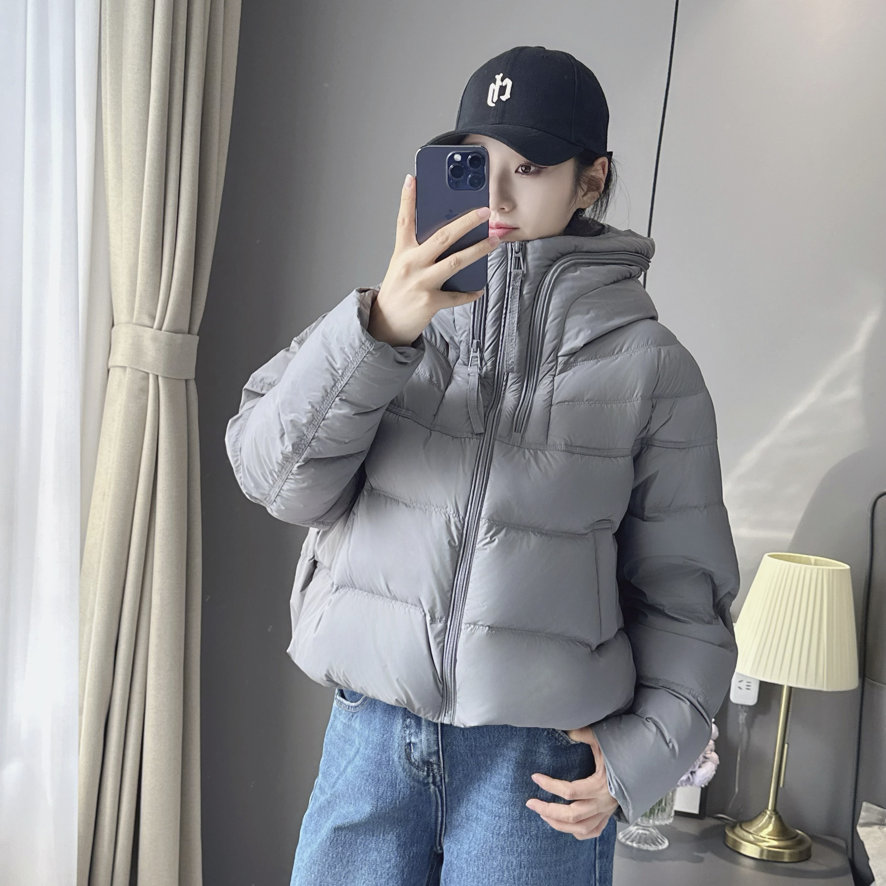 短款白鸭绒小个子羽绒服女