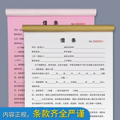 【2025新版】便捷借条欠款条个人欠条正规借款两联单据借条欠款单