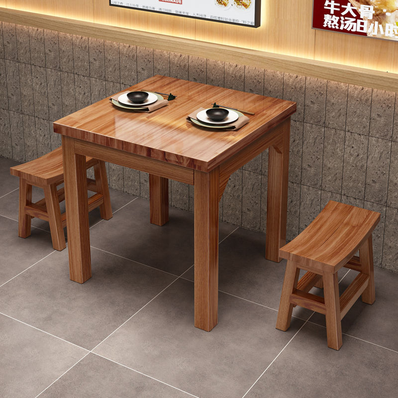 面馆桌椅饭店小吃店馆快餐桌餐桌椅小吃组合实木火锅餐馆烧烤碳化